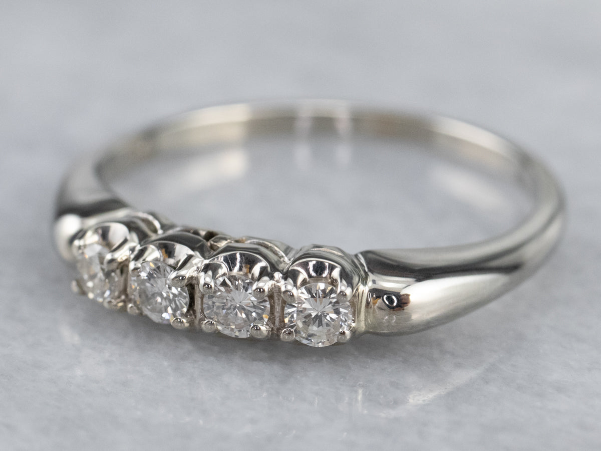 Four Diamond White Gold Band Ring