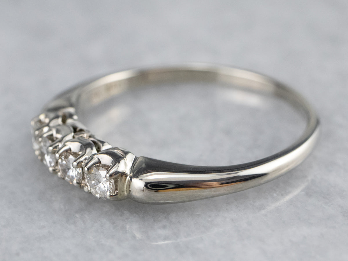 Four Diamond White Gold Band Ring