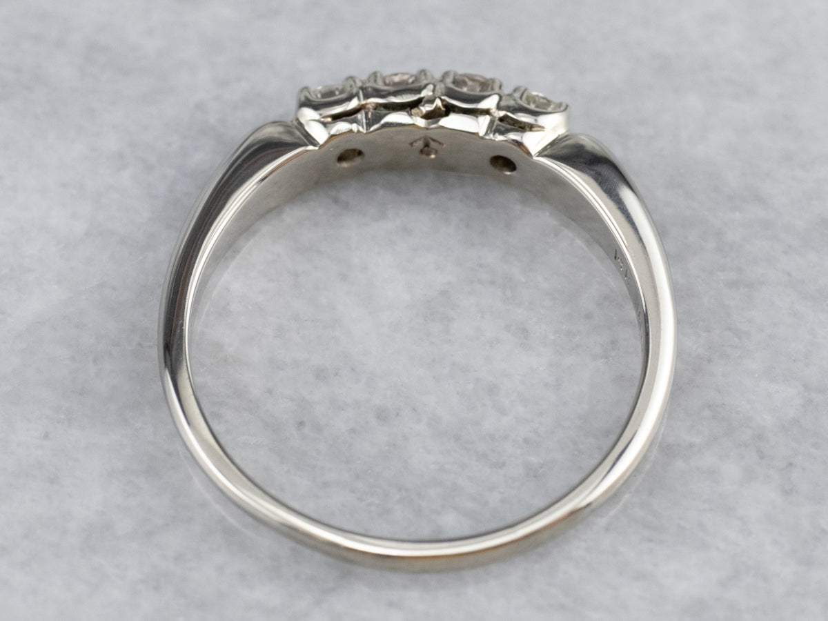 Four Diamond White Gold Band Ring