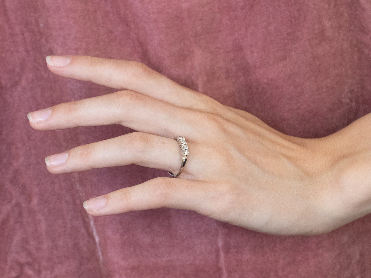 Four Diamond White Gold Band Ring