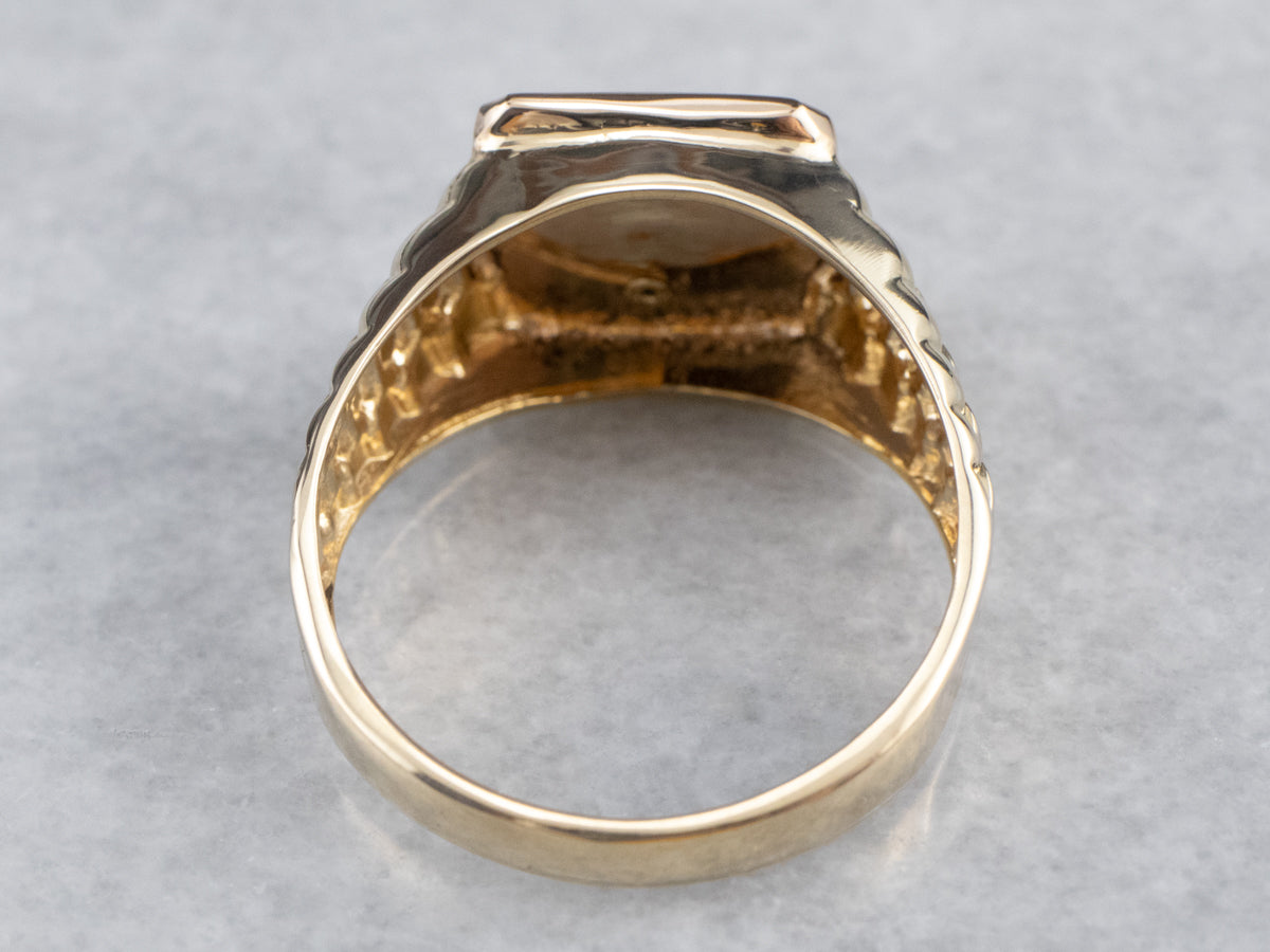 Two Tone Gold Enamel Masonic Ring