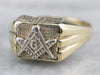 Two Tone Gold Masonic Men's Ring