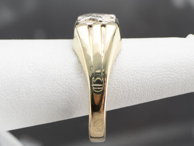 Two Tone Gold Masonic Men's Ring