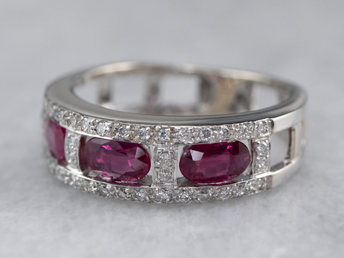 Ruby Diamond White Gold Band