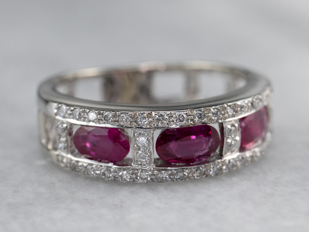 Ruby Diamond White Gold Band