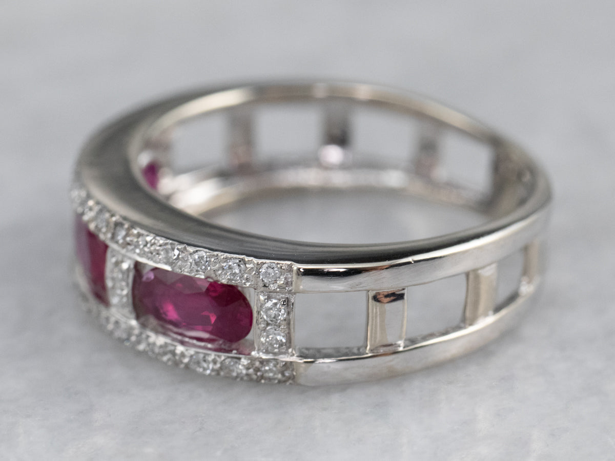Ruby Diamond White Gold Band
