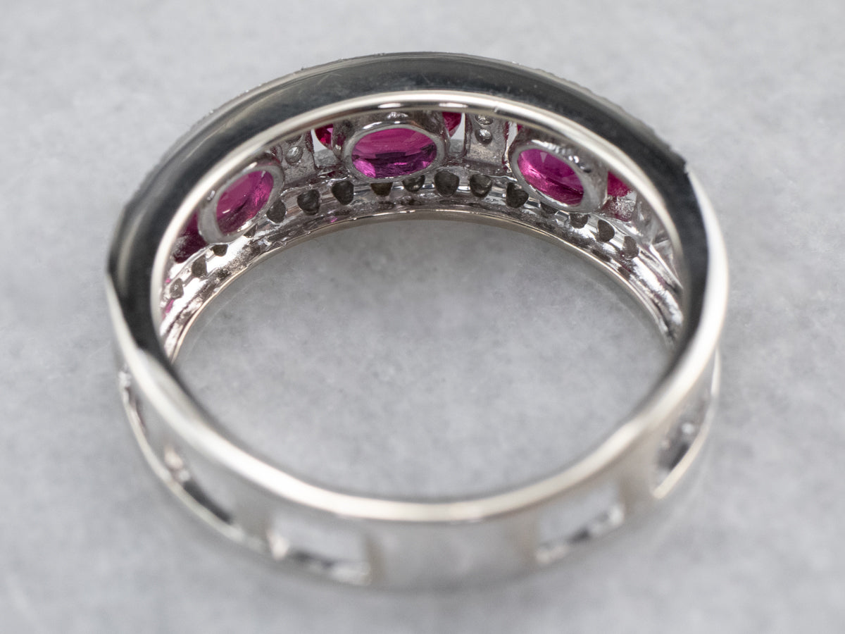 Ruby Diamond White Gold Band