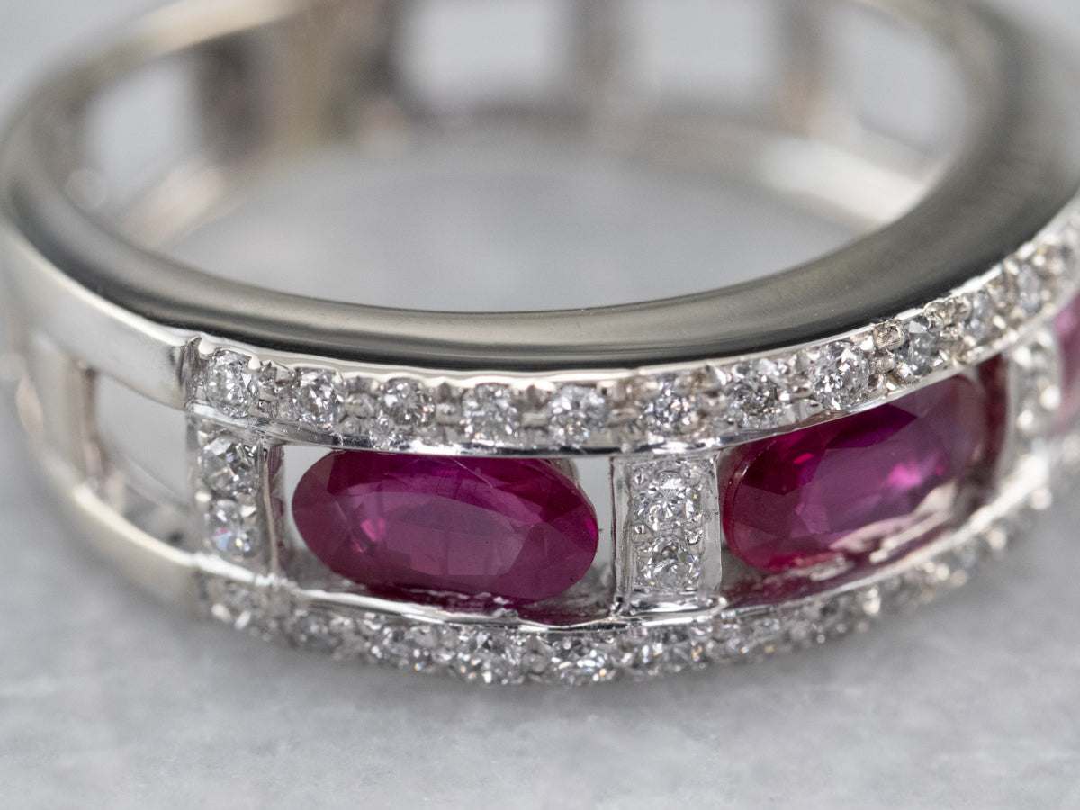 Ruby Diamond White Gold Band