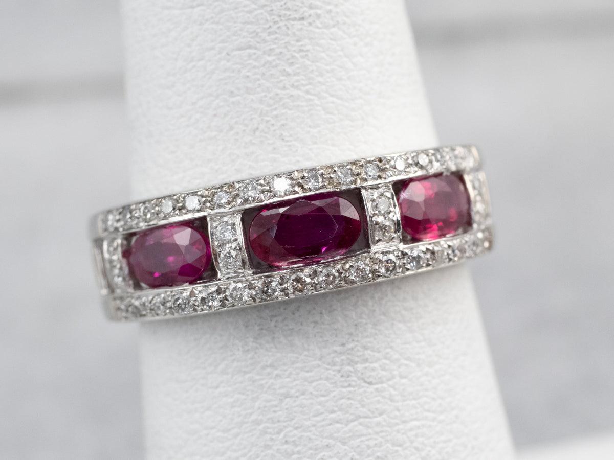 Ruby Diamond White Gold Band