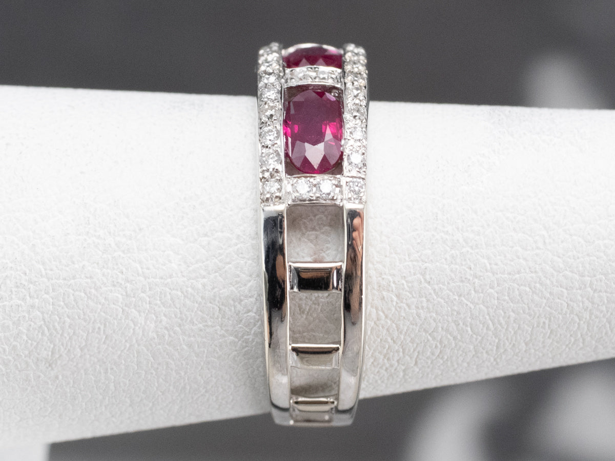 Ruby Diamond White Gold Band