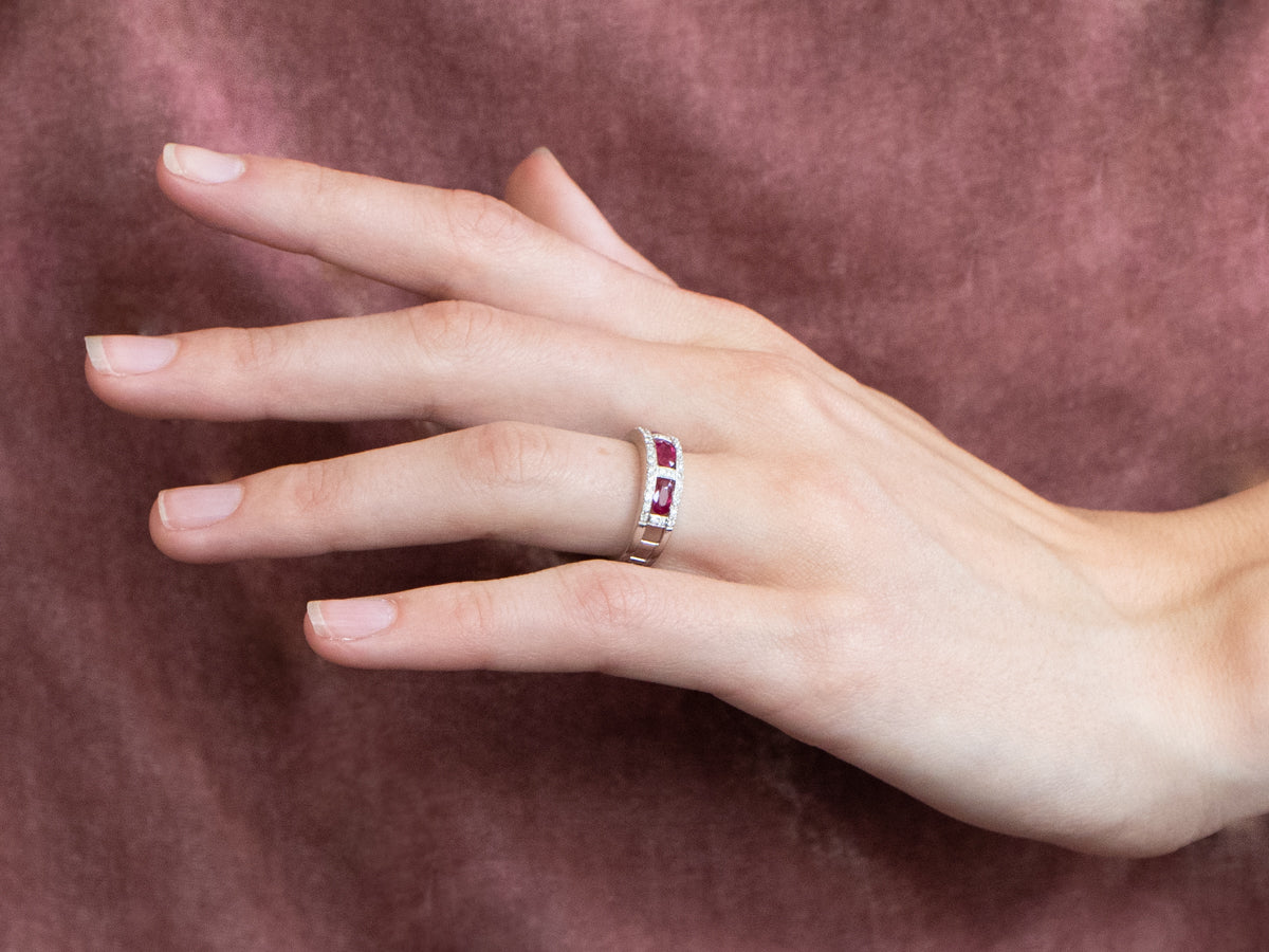 Ruby Diamond White Gold Band