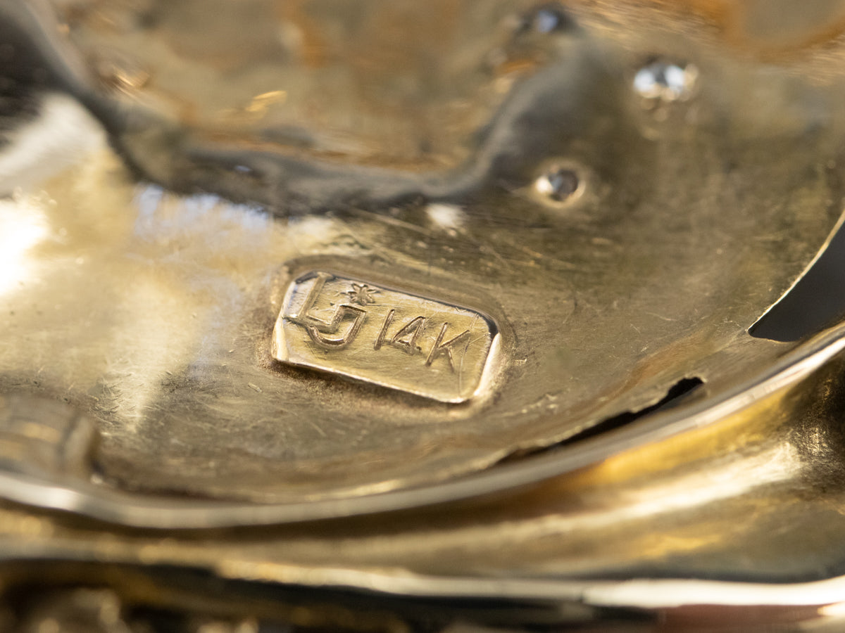 Diamond Pearl Gold Portrait Brooch Pendant