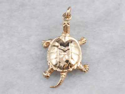 Vintage Gold Turtle Charm Pendant