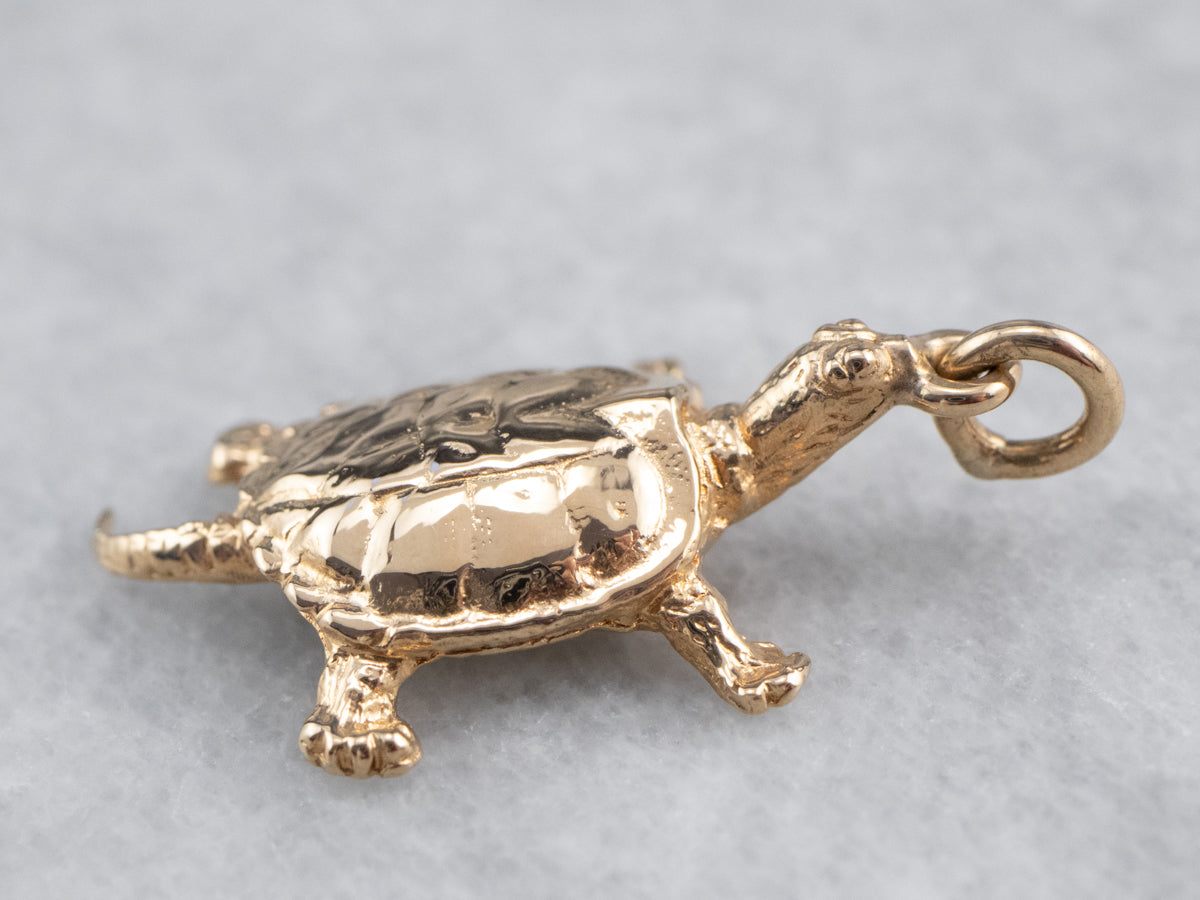 Vintage Gold Turtle Charm Pendant