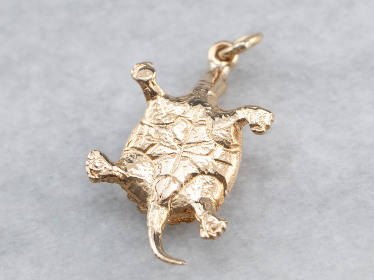 Vintage Gold Turtle Charm Pendant