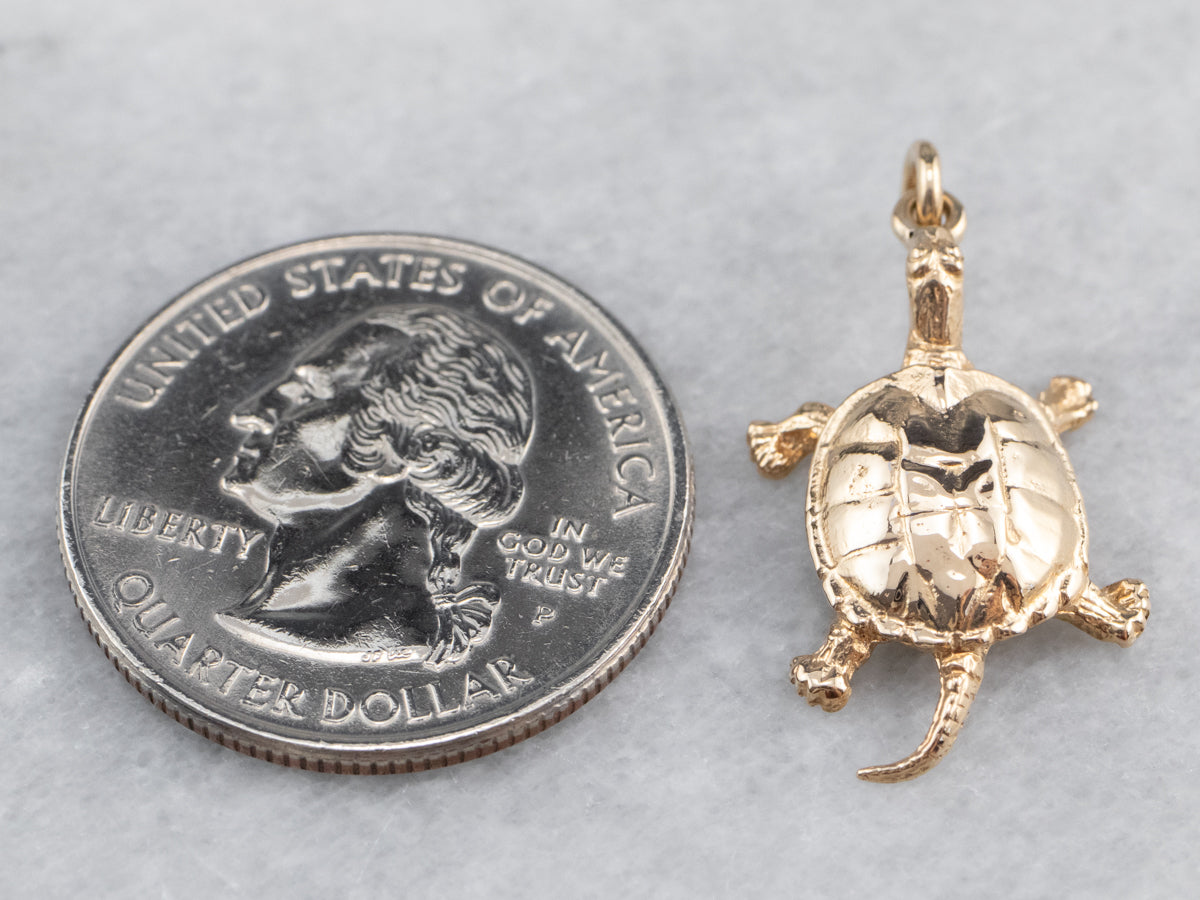Vintage Gold Turtle Charm Pendant