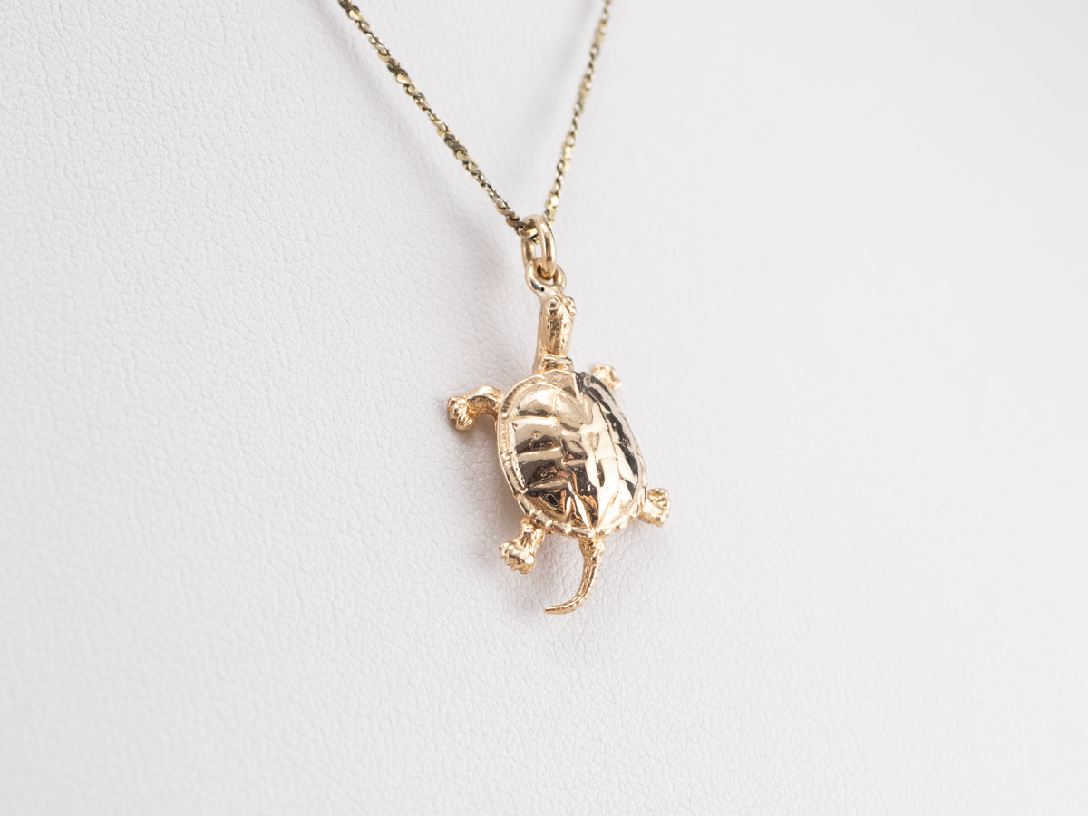 Vintage Gold Turtle Charm Pendant