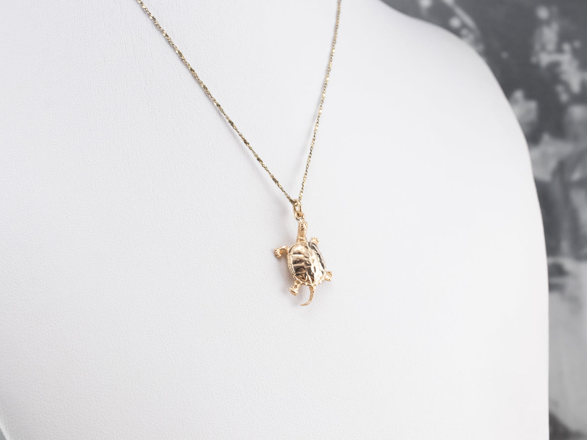 Vintage Gold Turtle Charm Pendant