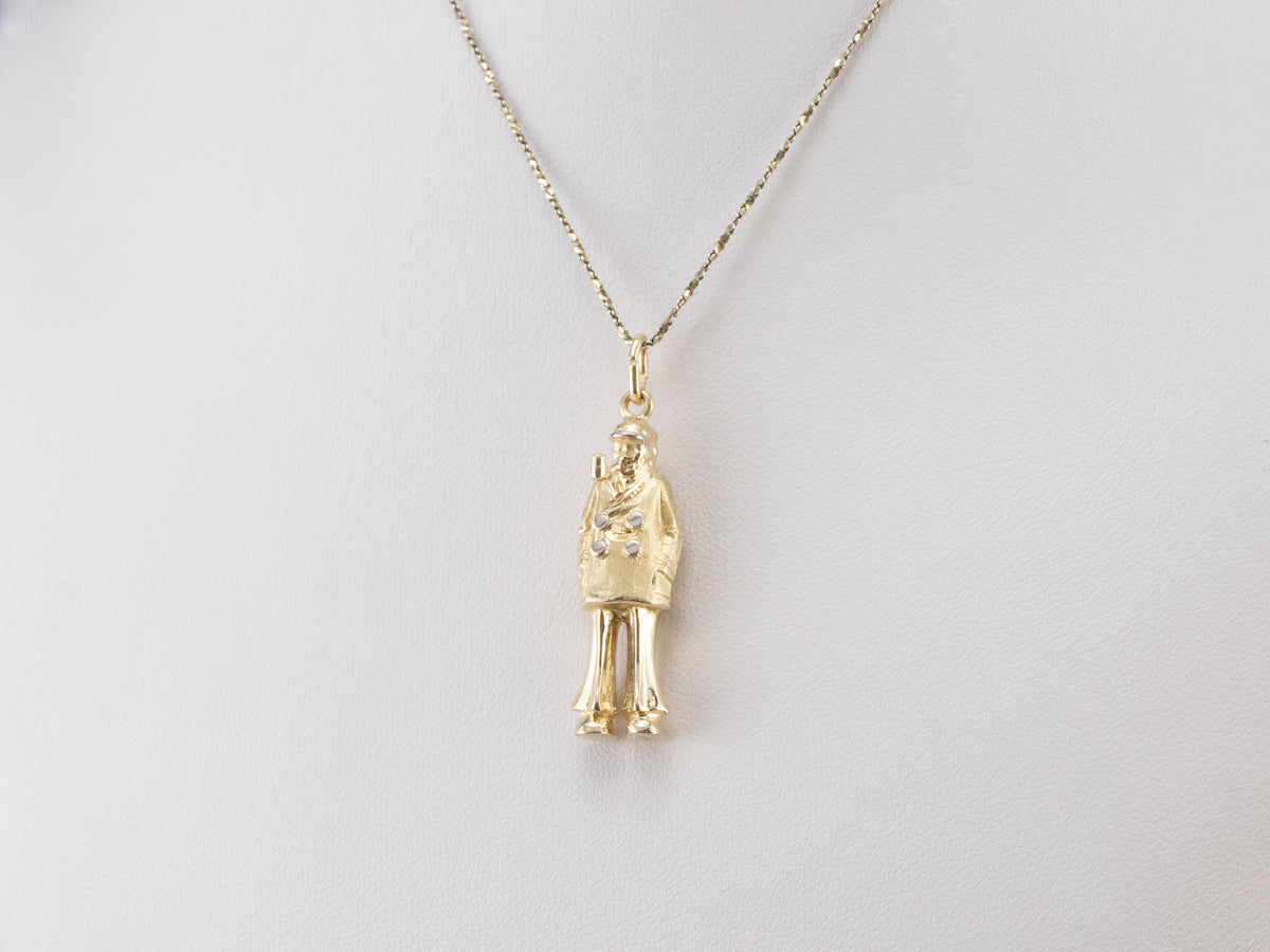 Vintage Gold Sea Captain Pendant