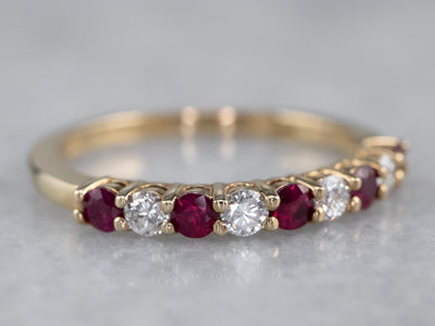 Gold Ruby and Diamond Band