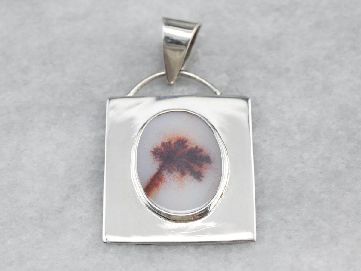 Unisex Dendritic Agate Pendant