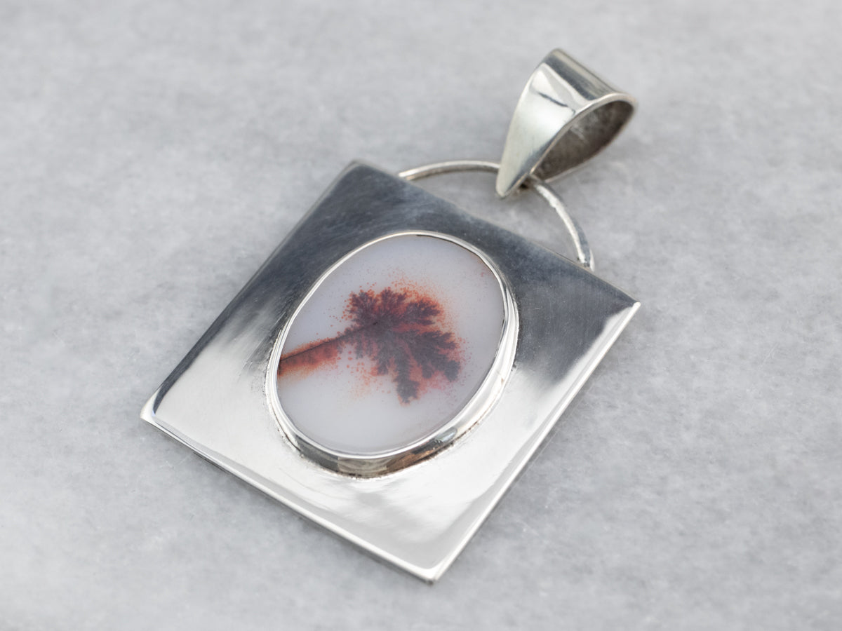 Unisex Dendritic Agate Pendant