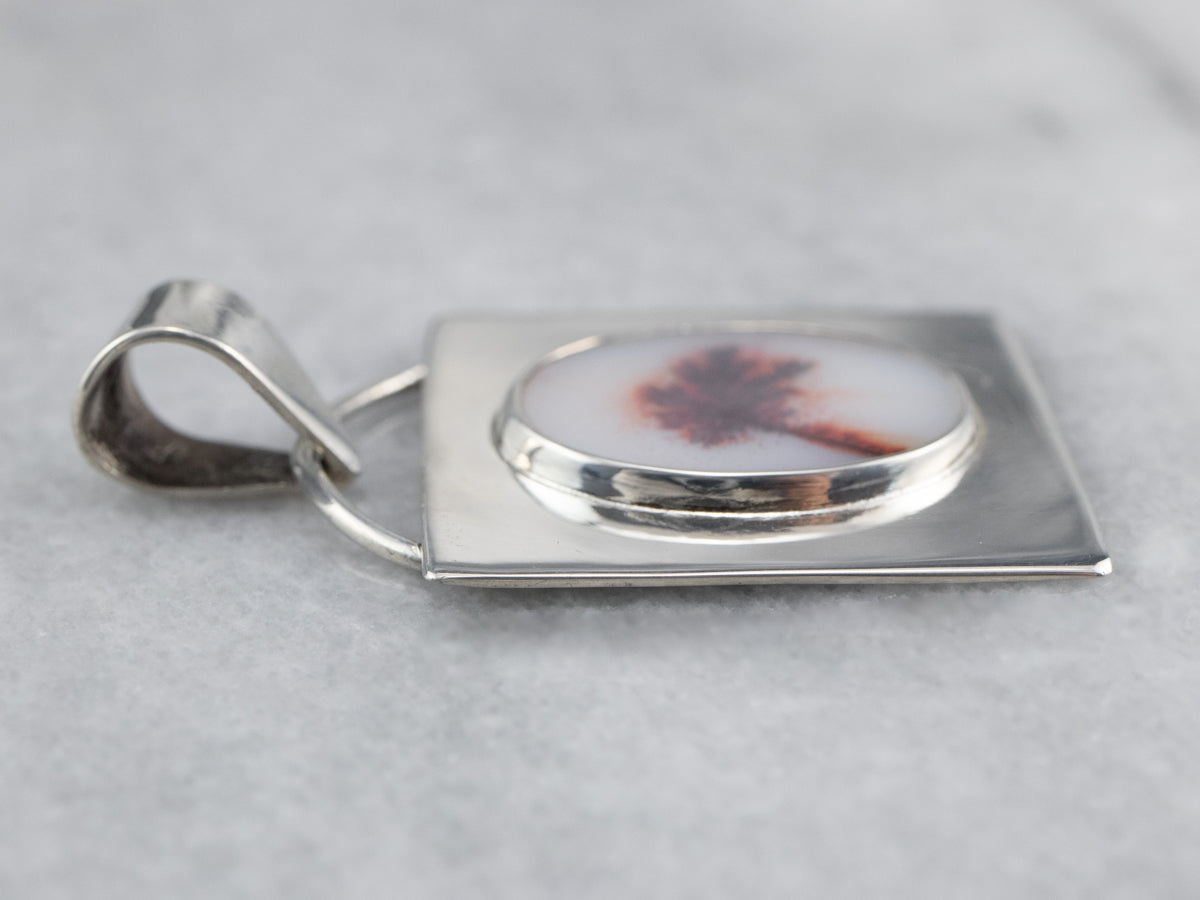 Unisex Dendritic Agate Pendant