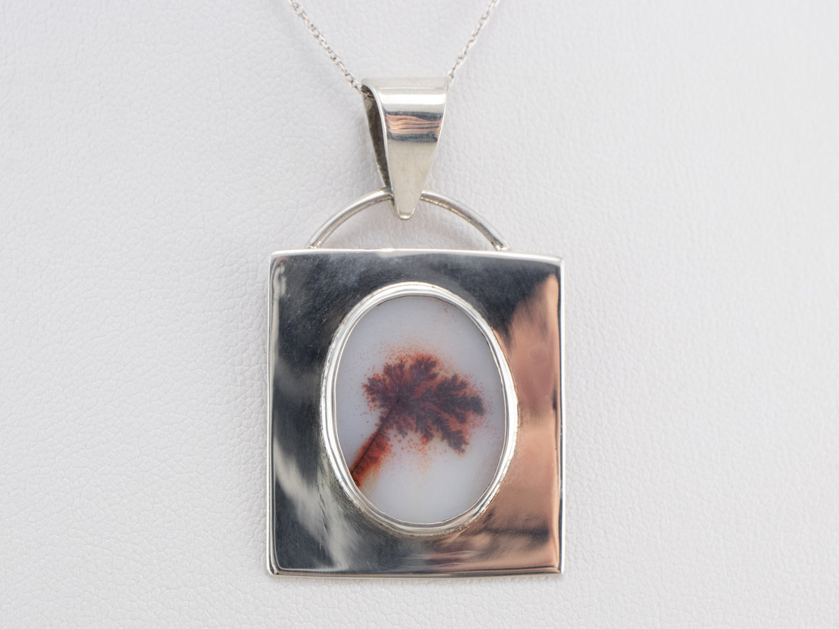 Unisex Dendritic Agate Pendant