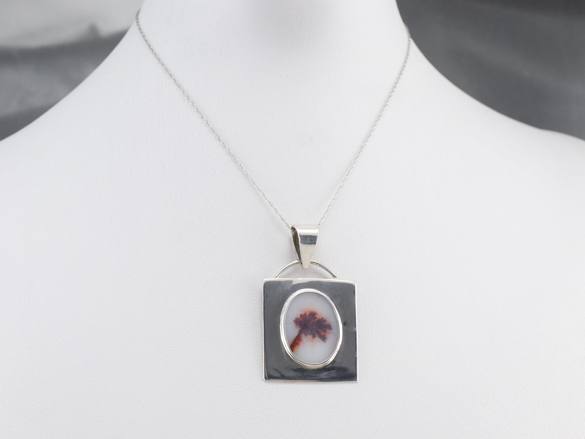 Unisex Dendritic Agate Pendant
