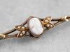 Victorian Cameo Seed Pearl Gold Brooch