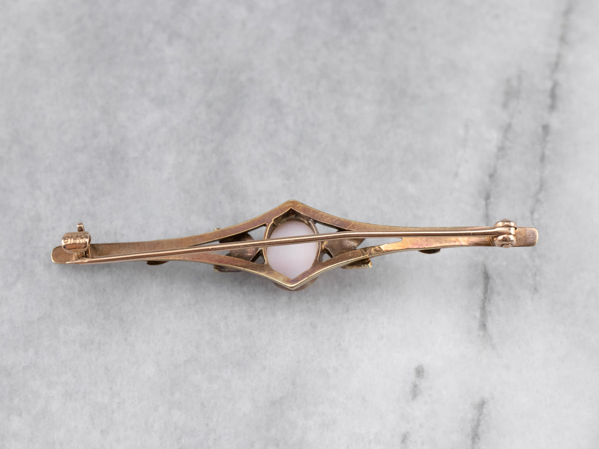 Victorian Cameo Seed Pearl Gold Brooch