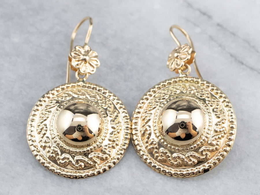 Ornate Italian Gold Drop Earrings