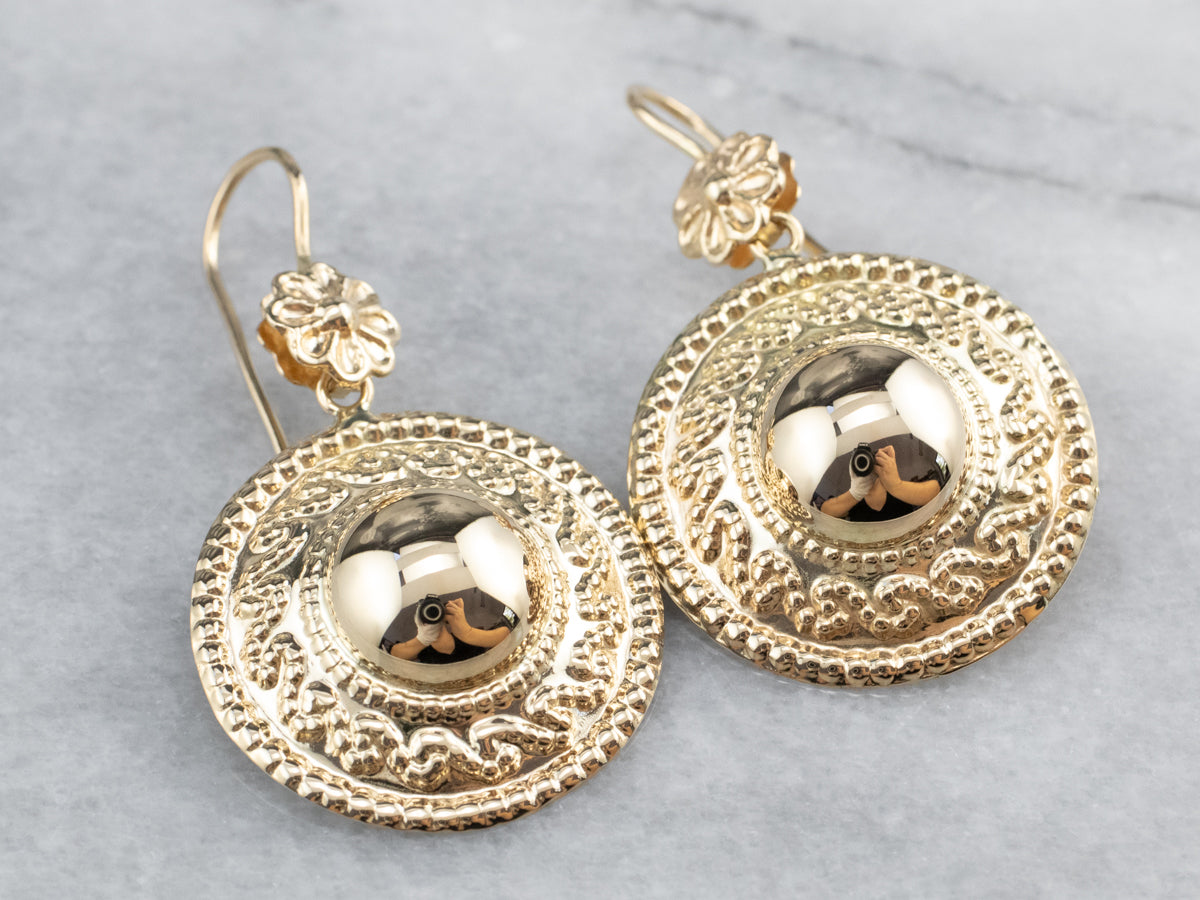 Ornate Italian Gold Drop Earrings