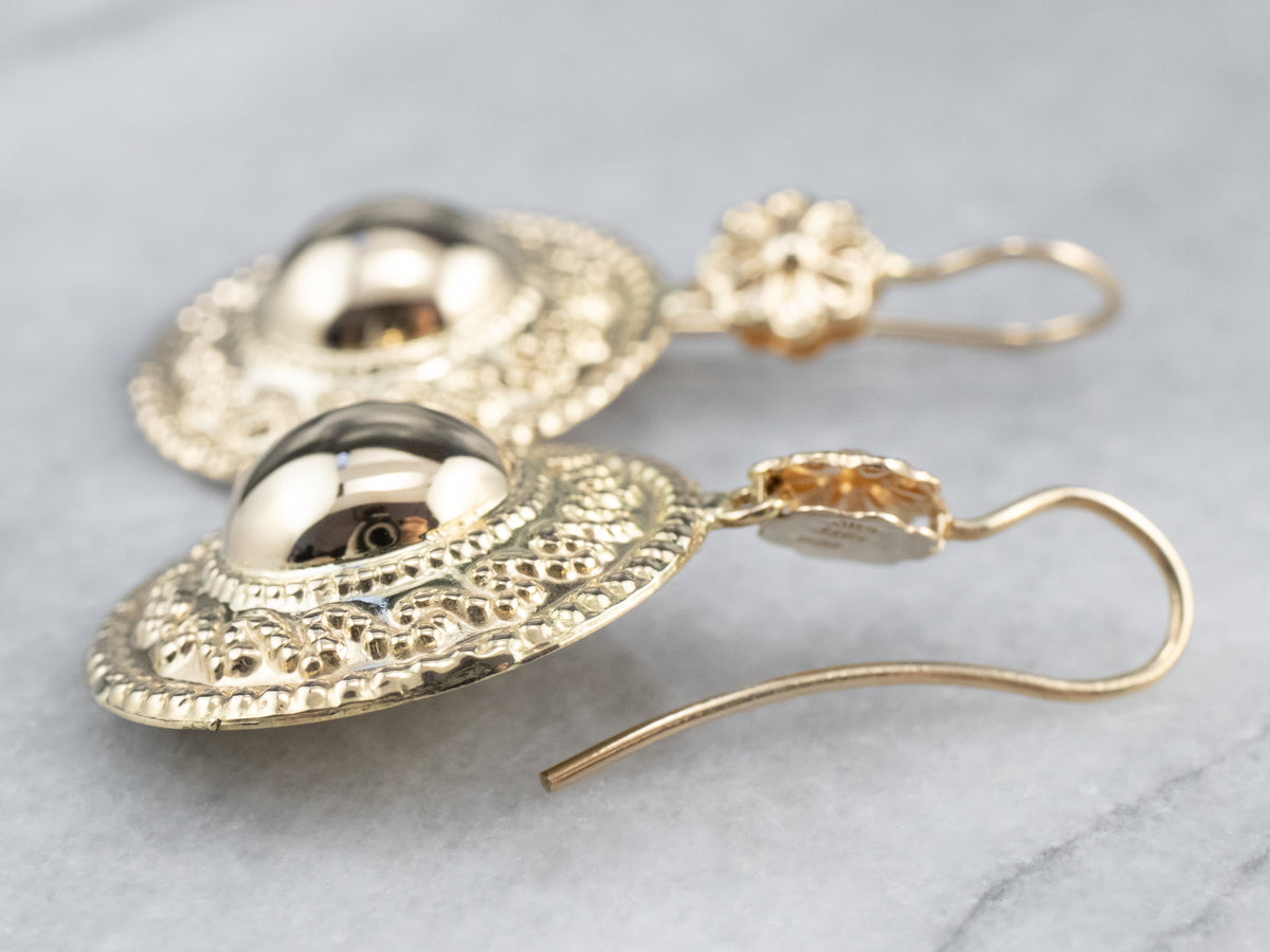 Ornate Italian Gold Drop Earrings
