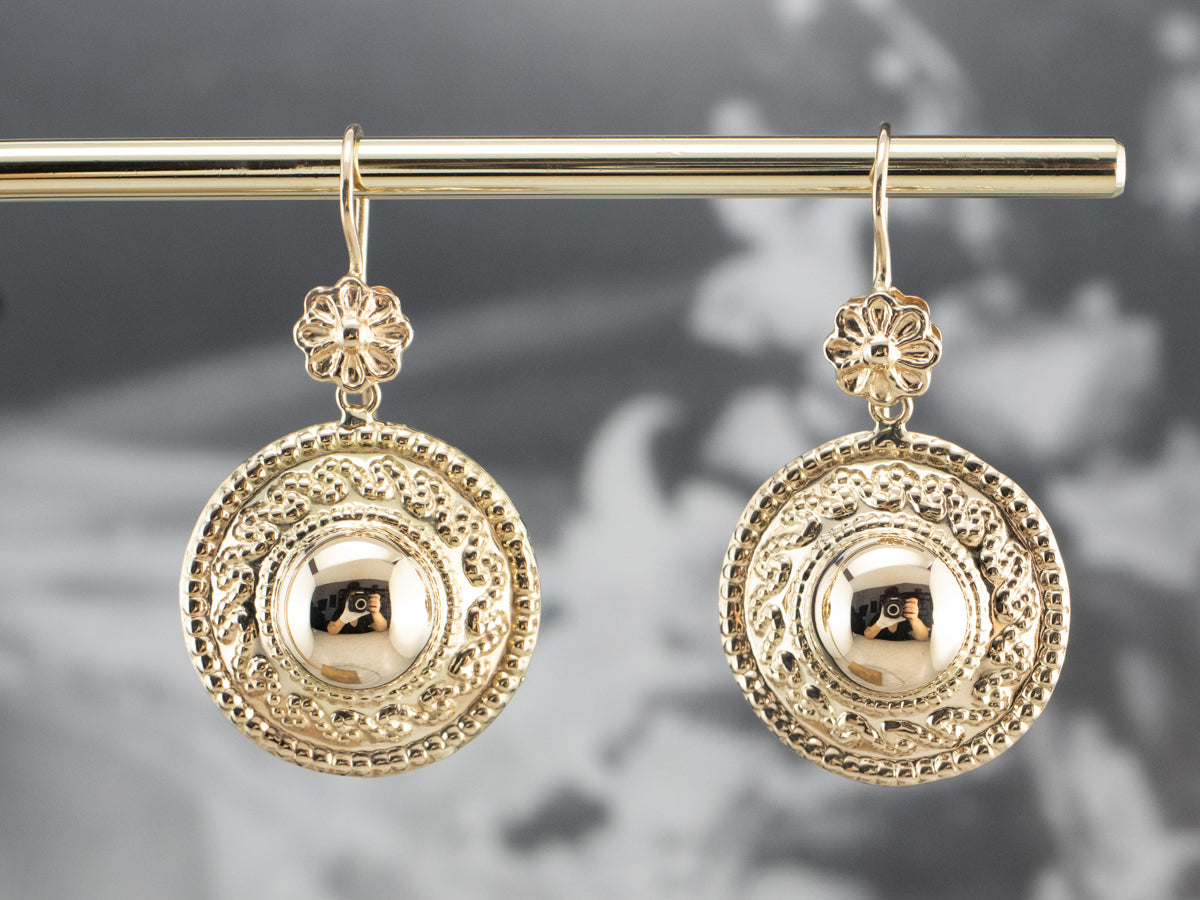 Ornate Italian Gold Drop Earrings
