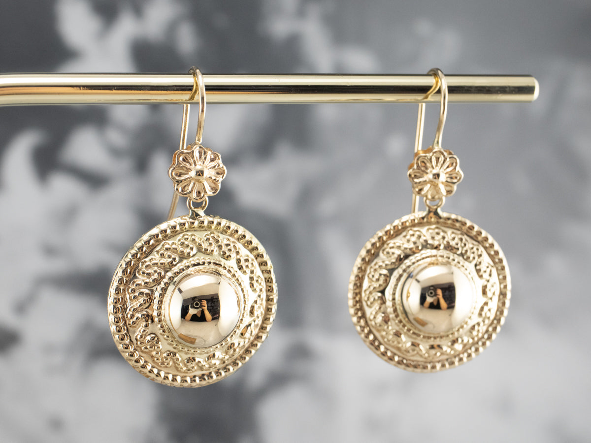 Ornate Italian Gold Drop Earrings