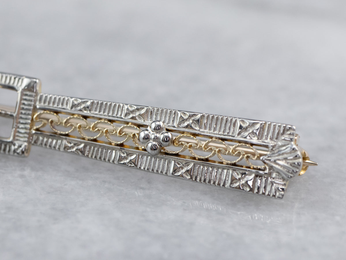 Art Deco Synthetic Sapphire Filigree Brooch