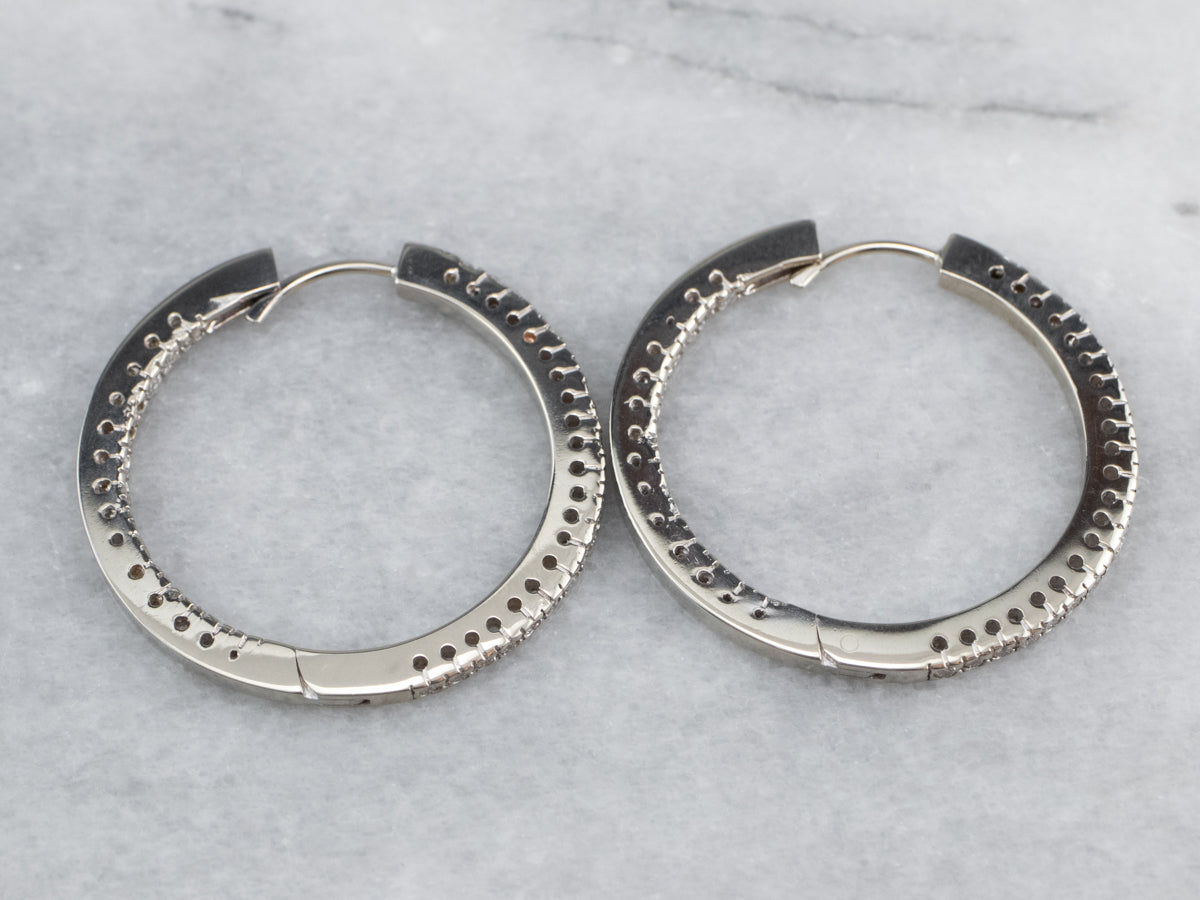 Diamond White Gold Statement Hoop Earrings