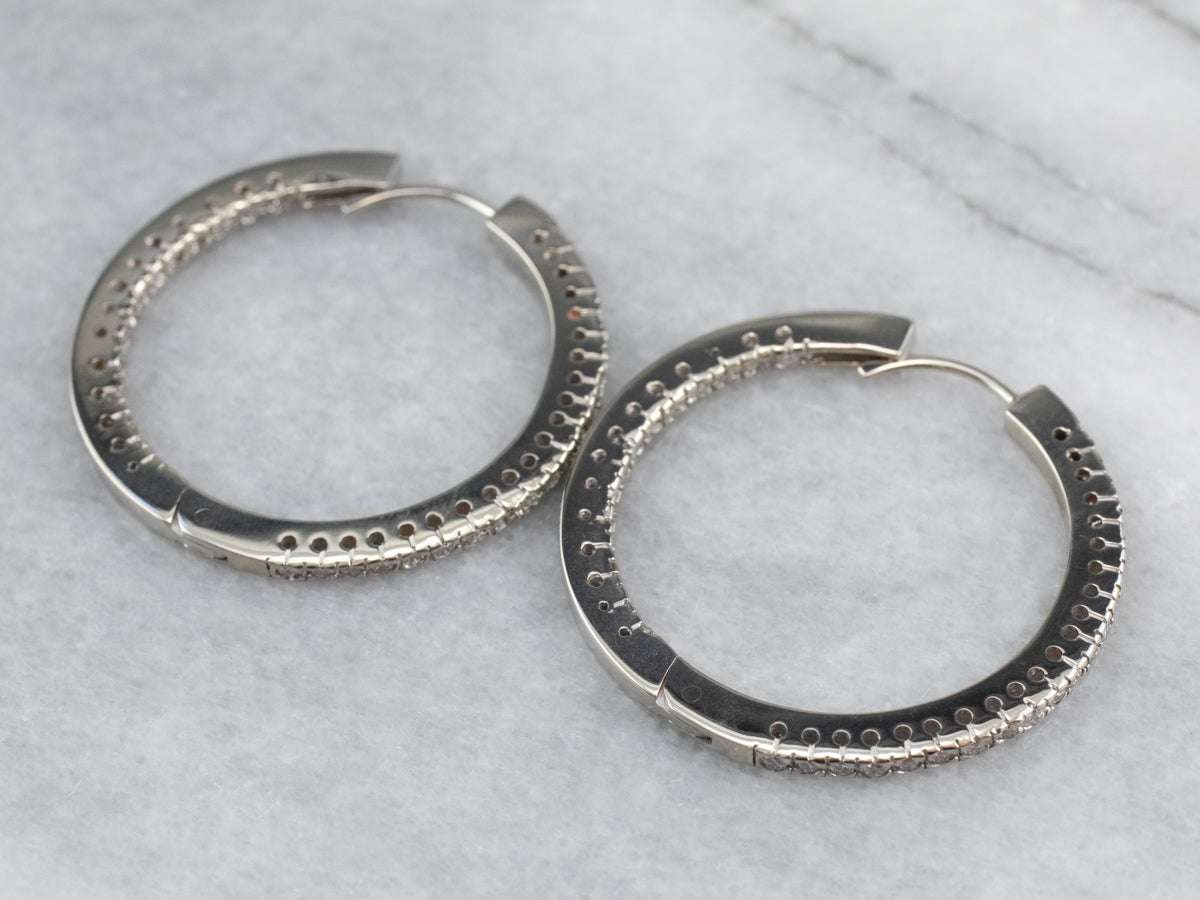 Diamond White Gold Statement Hoop Earrings