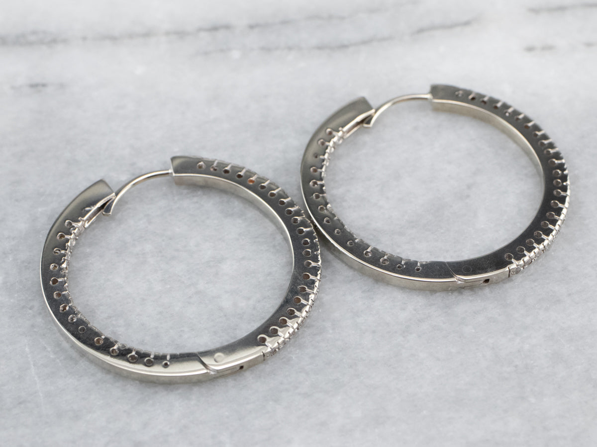 Diamond White Gold Statement Hoop Earrings
