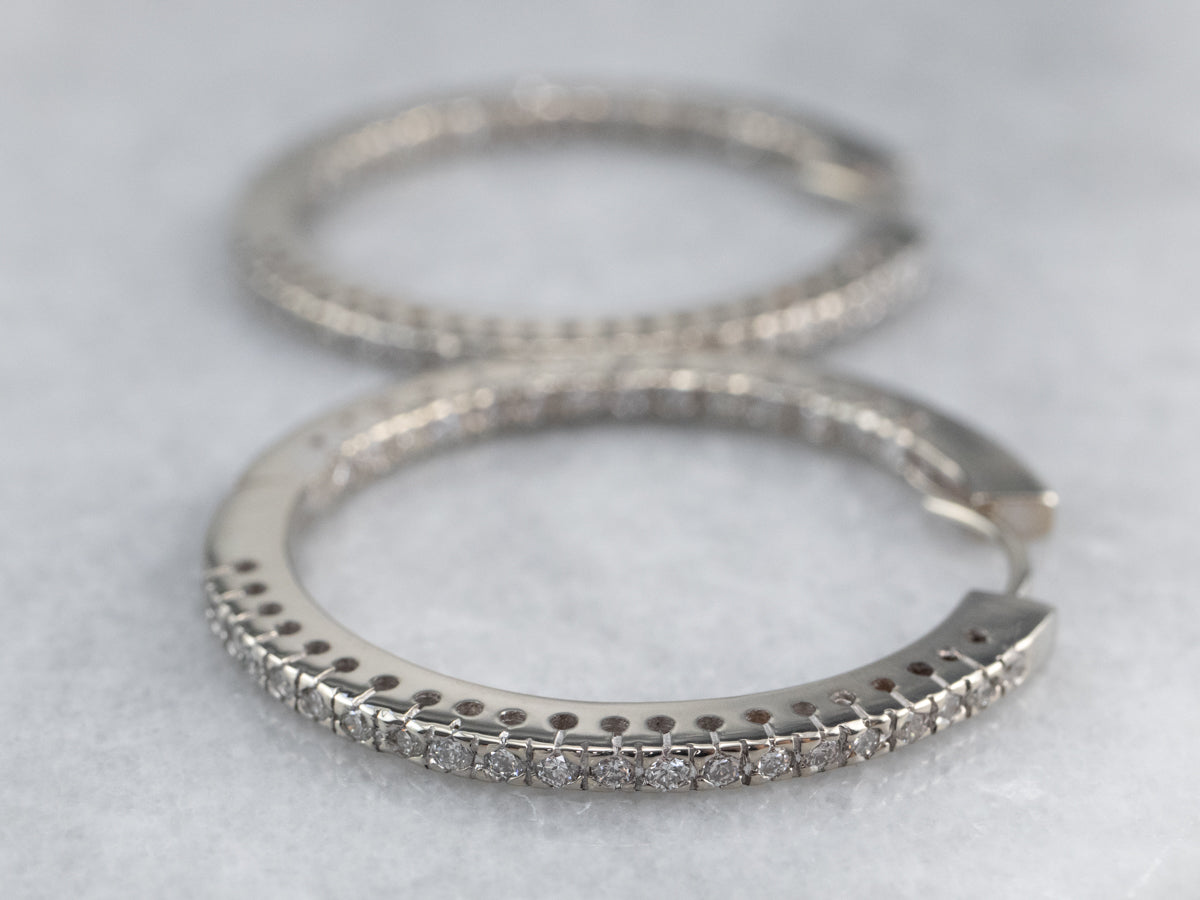 Diamond White Gold Statement Hoop Earrings