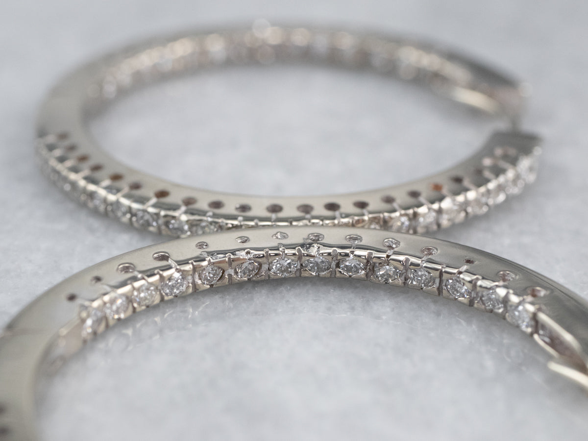 Diamond White Gold Statement Hoop Earrings