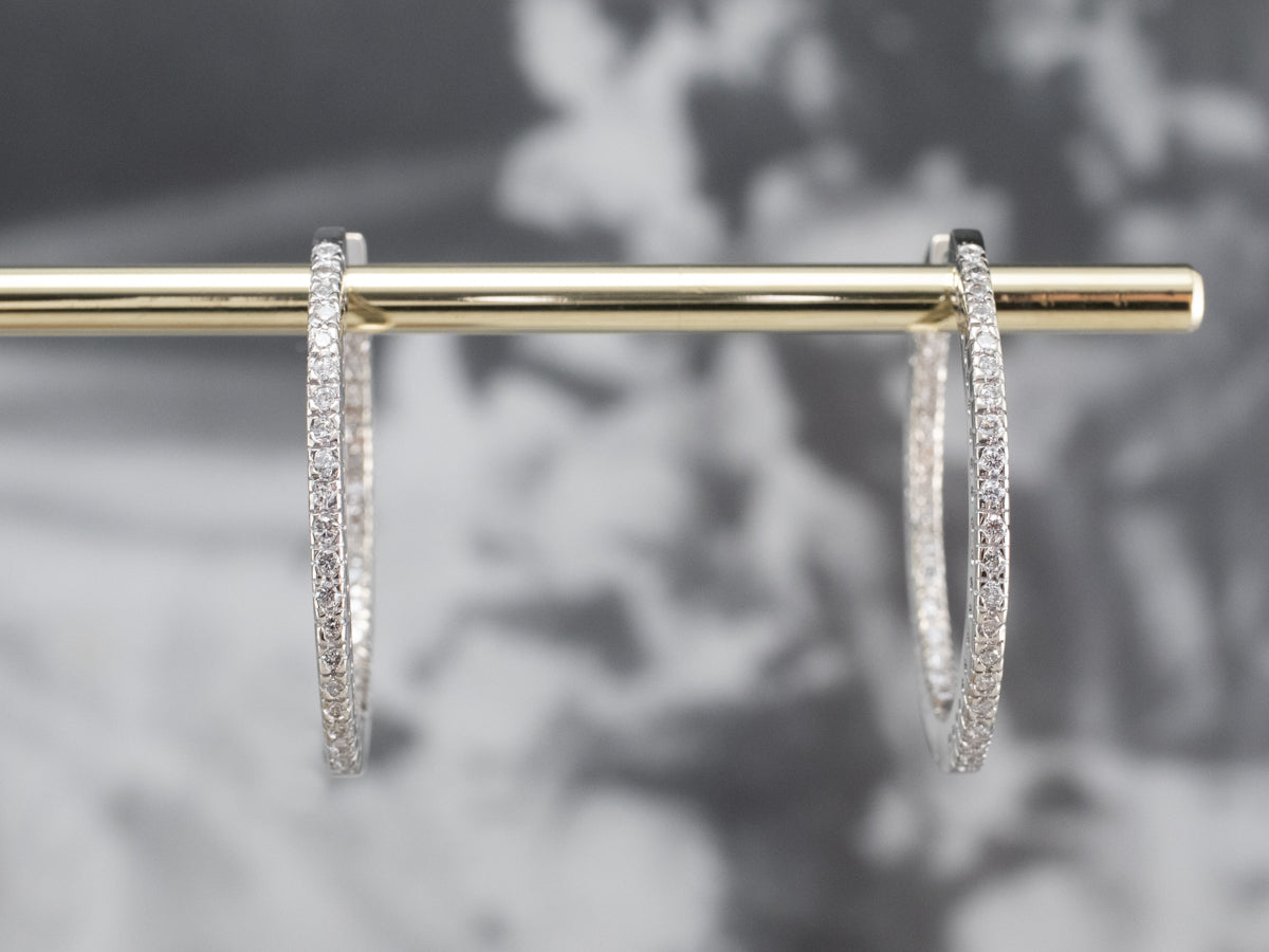 Diamond White Gold Statement Hoop Earrings