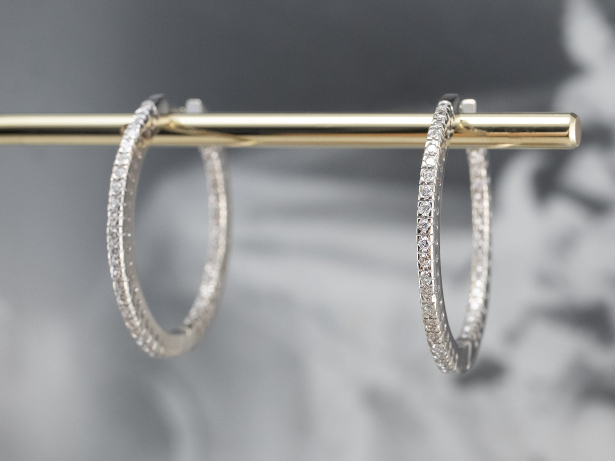 Diamond White Gold Statement Hoop Earrings