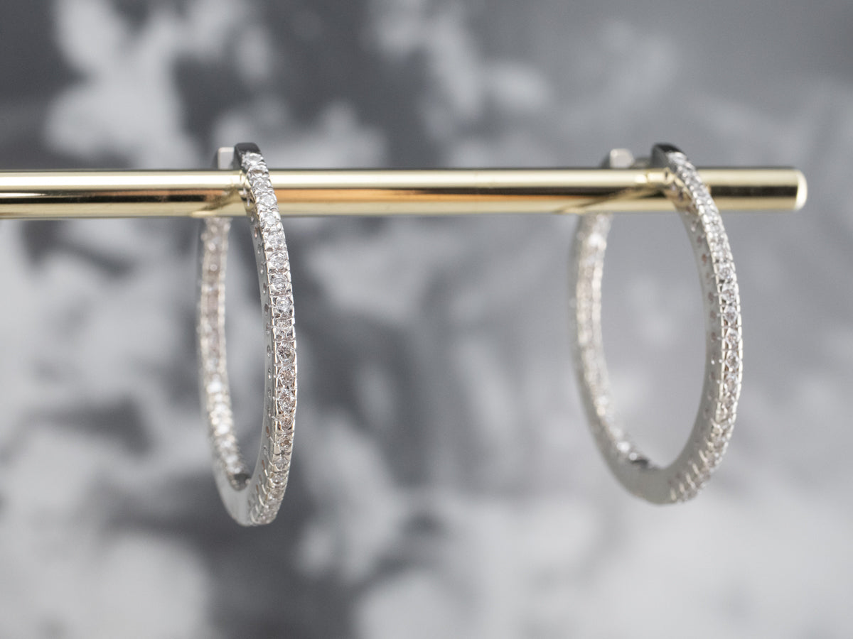 Diamond White Gold Statement Hoop Earrings