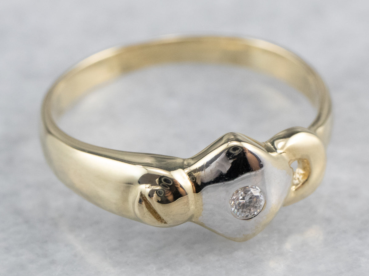 Modernist Diamond Two Tone Gold Ring