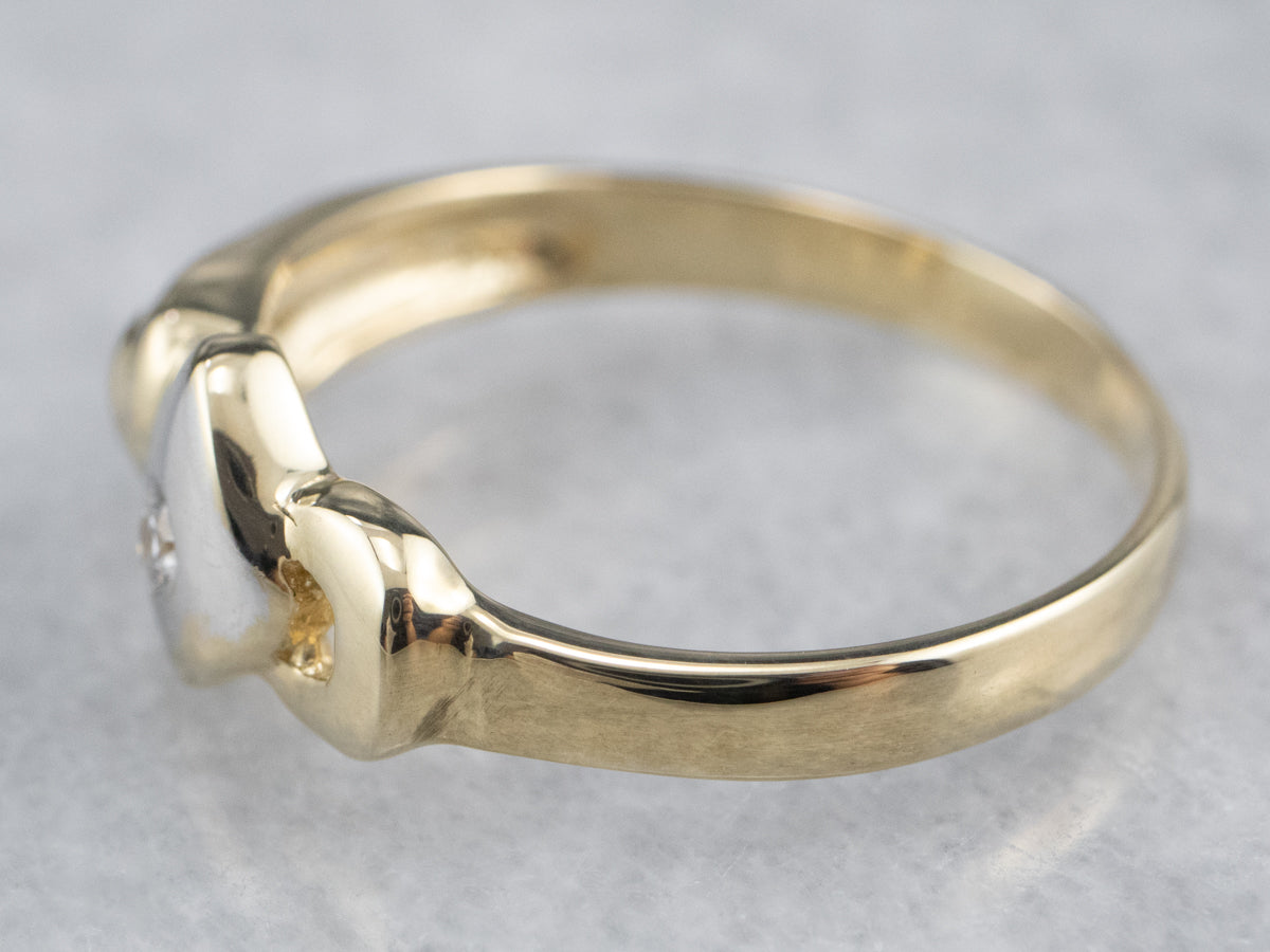 Modernist Diamond Two Tone Gold Ring