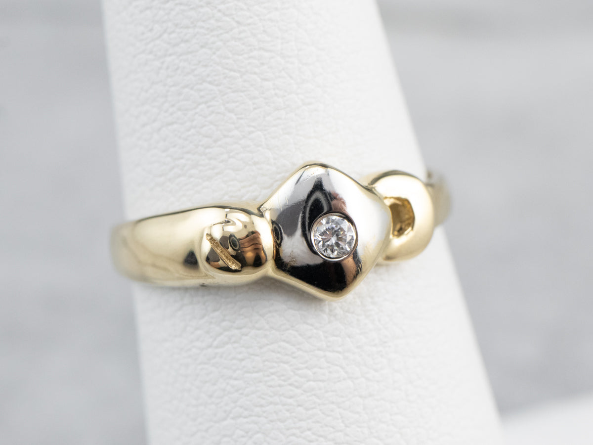 Modernist Diamond Two Tone Gold Ring
