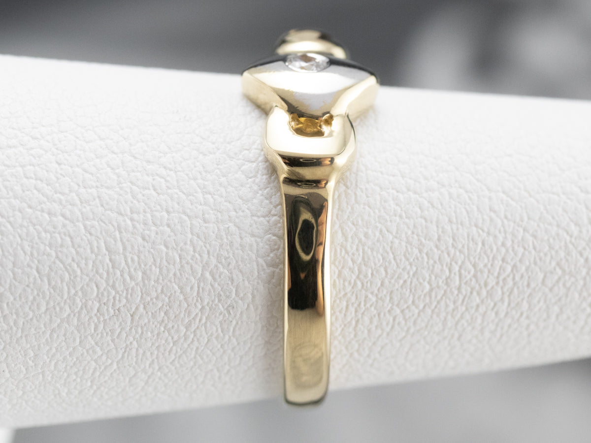 Modernist Diamond Two Tone Gold Ring
