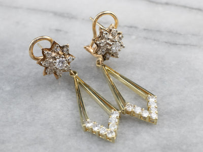 Diamond Gold Statement Drop Earrings